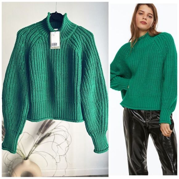 H&M Knit Oversized Sweater Green New - Picture 1 of 9